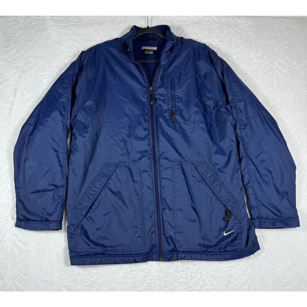 Nike VTG Y2K Navy Blue Fleece Lined Windbreaker Jacket Men's Medium Outerwear